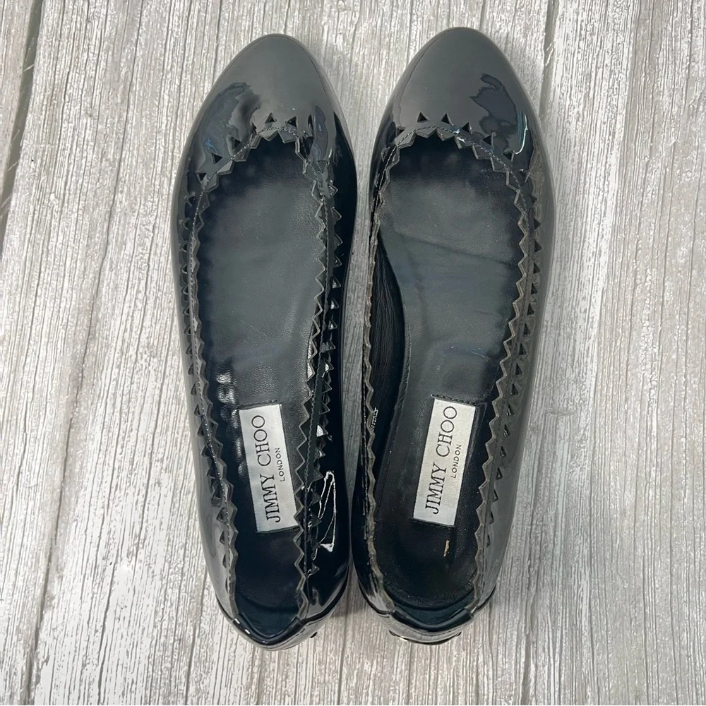 Jimmy Choo Black Patent Leather Flats - Picture 4 of 7